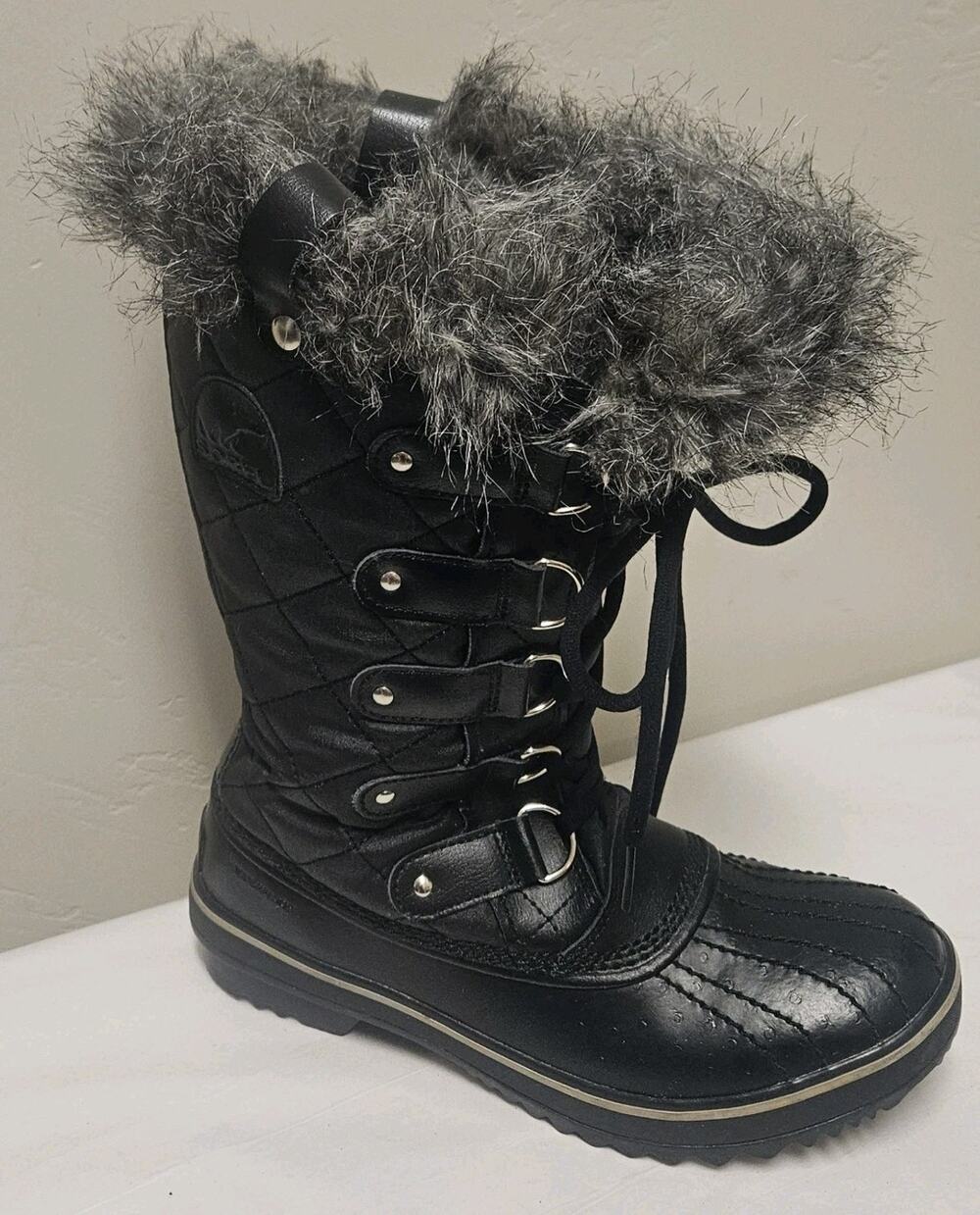 Sorel TOFINO II Womens 7 Winter Boots Black WATERPROOF, Tall, Lined Faux Fur